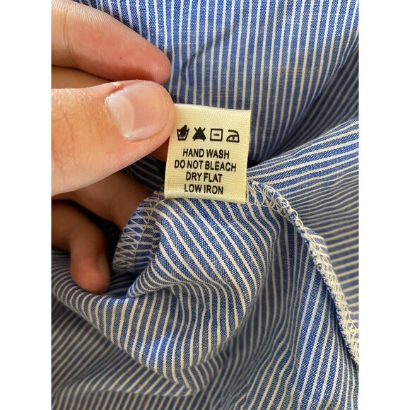 Iris Womens Striped Blue Sleeveless Dress With Tie-Front Detail Cotton Large NEW - Picture 6 of 8